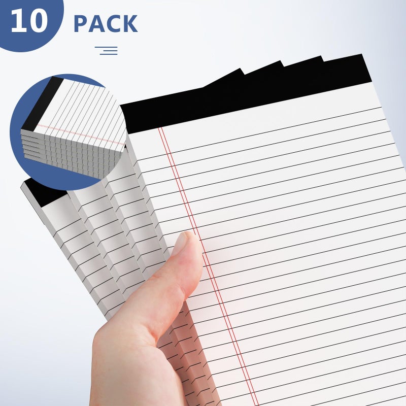 Nichela 10 Pack of Legal Pad Writing Pads 5"" x 8"" Notepad 80gsm Recycled Paper Small Legal Pads 25 Lines Note Pads Perforated Legal Pads 30 Sheets Double-Sided Printing Legal Pads for School, College, Office - Image 5